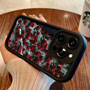 Venta caliente rojo rosa flor cubierta protectora Ins estilo suave TPU teléfono caso para iPhone 15 14 13 Pro - Product Image 6
