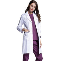 Batas de Laboratorio Antiestáticas de Poliéster/Algodón para Mujer, Uniformes Médicos para Hospital y Salón de Belleza, con Impresión de Logotipo Personalizado, Venta al Por Mayor