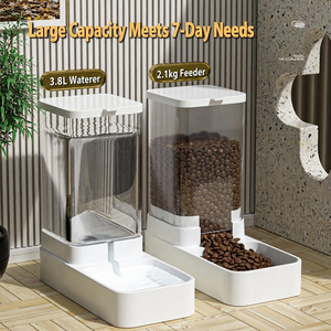 Comedero Automático para Mascotas de Gran Capacidad, Moderno, de Plástico, con Doble Tazón, Dispensador de Agua y Comida para Perros y Gatos, Contenedor de Almacenamiento Sólido, para Uso en Interiores - Product Image 1