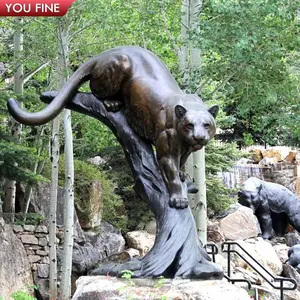 Cuộc Sống Kích thước ngoài trời đồng vườn thân cây Cougar điêu khắc tượng