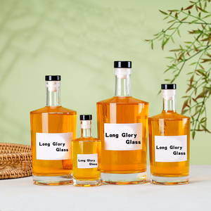Klasik yuvarlak düz omuz cam şişe 750ml 700ml 500ml 375ml ruhları votka viski rom Tequila Gin içecek suyu bal için - Product Image 2