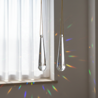 Pièces de lustre en cristal de verre transparent suspendues, prismes longs, accessoires de lampe, cristaux de remplacement pour la décoration lumineuse
