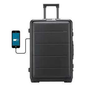 PC resistente bagaglio leggero con serratura TSA valigia Spinner ruote strisce incrociate set bagagli 18in/20in/24in