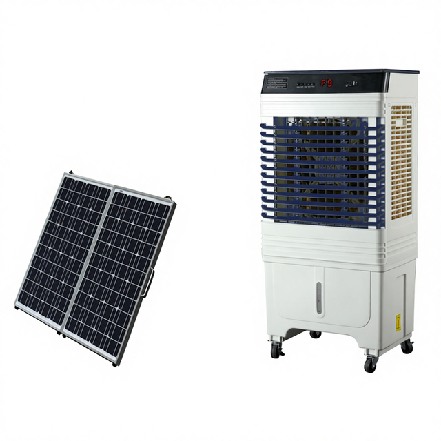 Factory 12V DC Solar Charging Portable Outdoor Evaporative Air Cooler with Humidification for Car RV Travel