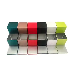 Atacado Vazio Colorido Luxo Metal Quadrado Pintura Latas De Latas De Vela Recipiente