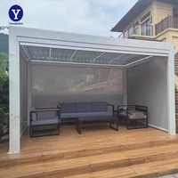 Pergola en aluminium complète motorisée bioclimatique à lames orientables, imperméable, avec écran latéral rétractable, écologique, pour l'extérieur