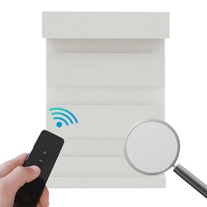 Stores occultants décoratifs électriques plissés zébrés de style français avec commande motorisée pour fenêtres - Product Image 4