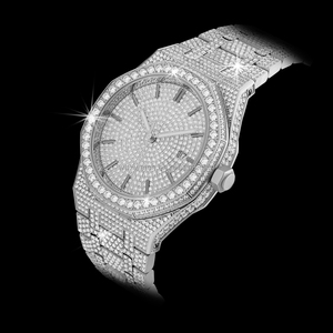 Montre de luxe hip-hop OEM, mécanique automatique, cristal saphir, mouvement japonais, 42 mm, entièrement sertie de diamants moissanite, plongeur, 50 bars d'étanchéité - Product Image 3
