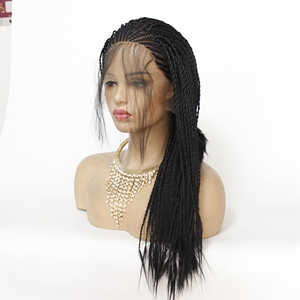 Perruques tressées cornrow bon marché nuage court 9 nuage 9 dentelle suisse, perruque tresses au crochet bouclée ondulation profonde avec deux tresses freetress français - Product Image 5