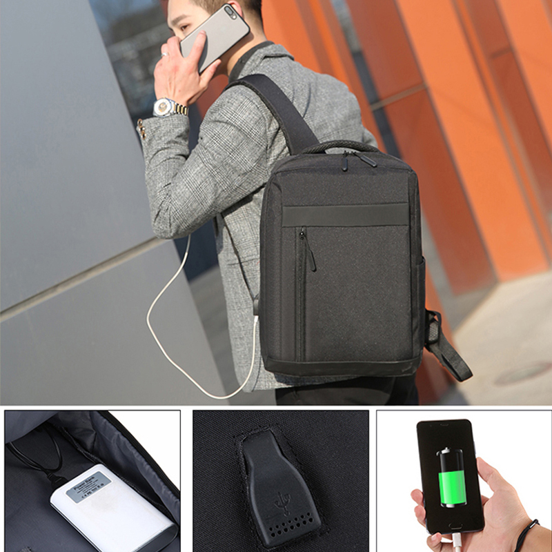 En Nylon imperméable 17 pouces Sac À Dos Pour Ordinateur Portable avec Port De Chargement USB