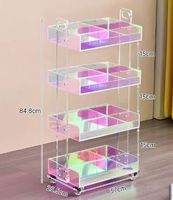 Table basse moderne en acrylique transparent pour salon, pliable et mobile, design iridescent avec roulettes, couleur et taille personnalisables