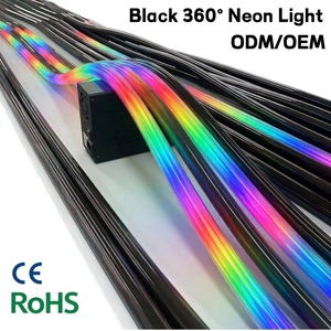 Tube Néon Flexible LED Noir Lumineux 360°, Contrôlable par <span class=keywords><strong>DMX</strong></span>, Personnalisable, Tous les Composants Noirs - Product Image 1