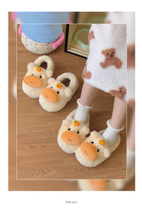 Pantuflas de algodón con cuello alto, forro polar grueso, suela antideslizante, cálidas para adultos, para invierno, para caminatas cortas al aire libre - Product Image 5