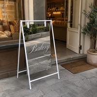 Support de panneau de bienvenue personnalisé en acier inoxydable miroir, présentoir de sol en métal blanc en forme de A pour mariage, café, salon de coiffure