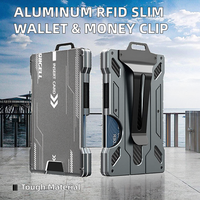 Portefeuille en métal en aluminium multifonctionnel mince pour hommes RFID bloquant la carte d'identité porte-monnaie porte-monnaie mode argent métal artisanat