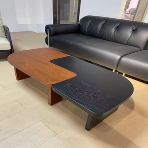 Japanese Wabi Sabi Irregular Combination Multifunctional Coffee <b>Table</b> American Creative Black Wood <b>Low</b> Central Coffee <b>Table</b> - Product Image 1