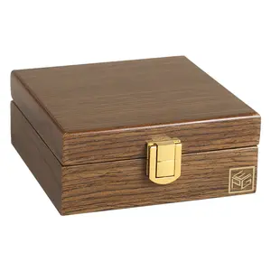 Mallette de rangement pour bijoux en bois de noyer faite à la main avec tiroirs de conception carrée durable boîtes de montre de luxe écologiques peintes sur mesure