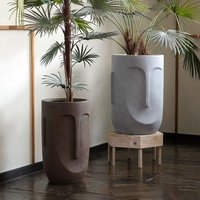 Nouveaux pots de fleurs en fibre de verre écologiques au design élégant, revêtement poudré, visage souriant, trou de drainage, plusieurs couleurs disponibles, pour jardin et maison