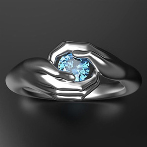 Anello Vintage con Gemma Blu per Donne, Gioiello da Dito in Stile Punk, Regalo di Halloween - Product Image 2