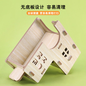 Casa de madera tipo dúplex para hámster con escalones para trepar y escondite para mascotas pequeñas - Product Image 5
