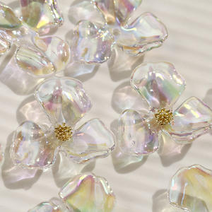Graded Plated AB <b>Color</b> Irregular Transparent Acrylic Three Petal Flower Earrings DIY Jewelry Accessories Wholesale Loose <b>Beads</b> - Product Image 1