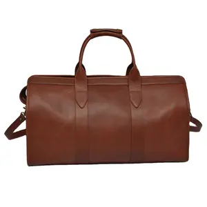 Custom Luxury Designer Large Capacity Full Grain Leather Weekender Duffel Luggage Travel Bag Men