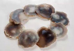 Natural <b>Agate</b> Crystal <b>Coaster</b> Golden Plated Irregular Gemstone Plate Handmade Decor for Home Gift - Product Image 1