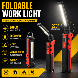 Mini Lámpara <span class=keywords><strong>de</strong></span> Trabajo LED COB <span class=keywords><strong>Recargable</strong></span> Tipo-C, Plegable, Magnética, <span class=keywords><strong>de</strong></span> Bolsillo, para Reparación <span class=keywords><strong>de</strong></span> Automóviles, Camping y Emergencias - Product Image 1