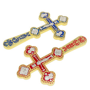 HT Mano Sosteniendo Gran Tamaño Religioso Ortodoxo Cruz Chapado en Oro Aleación Grande Jesús Cruz <span class=keywords><strong>Padrino</strong></span> Oración Cruz - Product Image 4