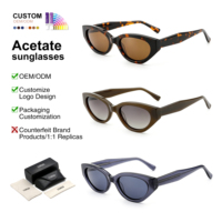 Lunettes de soleil œil-de-chat massives en acétate, monture ascendant violemment, verres TAC teintés écaille, style Old Money, OEM ODM, logo personnalisé