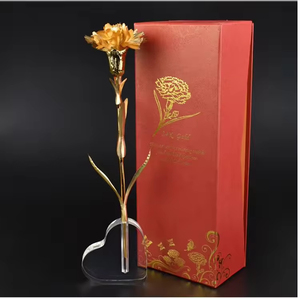 Cadeau pour la fête des mères, cadeau unique, fleur artificielle <span class=keywords><strong>de</strong></span> 25 cm, œillet en feuille d'or pour la décoration <span class=keywords><strong>de</strong></span> la maison, fleur pour femme, épouse - Product Image 3