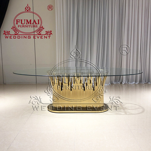 Mesas de Acero Inoxidable con Cubierta de Vidrio Templado para Uso Comercial, Comedor y Exteriores, Muebles para Bodas - Product Image 4