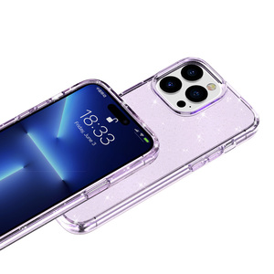Funda de teléfono con purpurina acrílica ostentosa de lujo para iPhone 16 15 Pro Max 14-Clear a prueba de golpes TPU PC Cover Girly New Release - Product Image 5