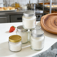 Stoples Kaca Segel Transparan dengan Tutup Aluminium untuk Penyimpanan Dapur, Wadah Kosong untuk Madu, Selai, Acar, Oat, Botol Sub-kemasan Kaca Food Grade