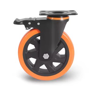 Roues de chariot industrielles en caoutchouc de 4 pouces 100mm pour établi Roue de roulette verrouillable centrale Roues de roulette à usage intensif - Product Image 6