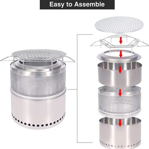 Braseros sin Humo para Exteriores, Braseros Portátiles para Acampar, Brasero de Acero Inoxidable para Exteriores con Bolsa de Transporte - Product Image 4