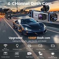 Caméra de tableau de bord 4 canaux WiFi 1080P avant, intérieur, arrière, DVR de voiture, vision nocturne 360 degrés, écran IPS 3,16 pouces, moniteur de stationnement