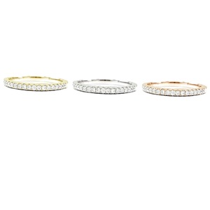 HongKong Wholesale Reliable High Quality 18k Solid White Gold Classic Pave Setting Brilliant Cut Thin Eternity Wedding Band Ring - Product Image 4