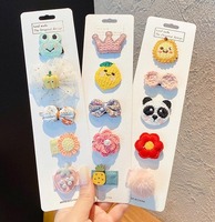 Set jepit rambut anak, aksesori jepit rambut bunga hewan kartun, mahkota buah gaya Korea