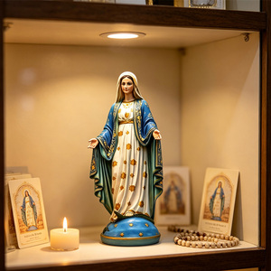 Statua Religiosa in Resina della Vergine Maria, Decorazione da Scrivania, Souvenir Cattolico da Collezione, Regalo per Credenze Religiose - Product Image 5