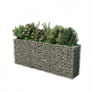 Bac à plantes surélevé en gabion en acier galvanisé argenté, rectangulaire, ornement de jardin, durable, pour extérieur - Product Image 1