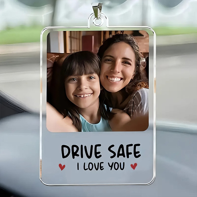 NEWNORTH Personalized Photo Car Ornament Arylic Personalized Customized Text Photo Car Rearview Mirror Hanging Gift for Couple · image 2