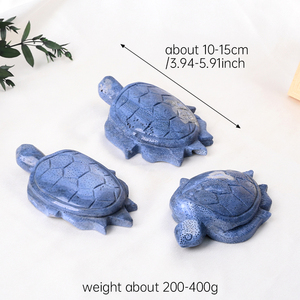 Vente en gros de statues de tortues en corail bleu sculptées dans le cristal de haute qualité pour la décoration de la maison - Product Image 5