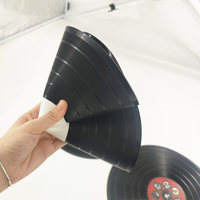 Sous-verres en vinyle souple PVC style disque vinyle vintage, sets de table noirs durables, emballage personnalisé, cadeaux promotionnels, logo personnalisé