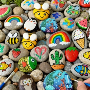 Guijarros de Río naturales <span class=keywords><strong>para</strong></span> <span class=keywords><strong>dibujar</strong></span> <span class=keywords><strong>imágenes</strong></span>, arte de piedra DIY, pintura creativa de guijarros y grafiti de adoquines en el aula o el parque - Product Image 1