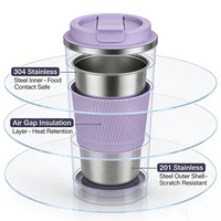 Tasses à café en acier inoxydable de 380 ml et 510 ml avec logo personnalisé au laser, gobelet à café réutilisable avec boîte cadeau, plusieurs couleurs disponibles