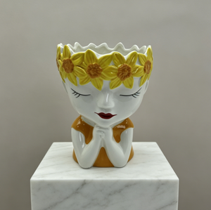 <span class=keywords><strong>Maceta</strong></span> <span class=keywords><strong>con</strong></span> Forma de <span class=keywords><strong>Cara</strong></span> de Niña, Florero Creativo de Cerámica <span class=keywords><strong>con</strong></span> Corona de Margaritas, Decoración para el Hogar, <span class=keywords><strong>Maceta</strong></span> de Escritorio - Product Image 2