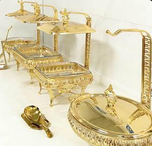 ชุดอุ่นอาหารบุฟเฟ่ต์แบบแขวนแก้วทองสำหรับงานแต่งงานในโรงแรมหรู - Product Image 2