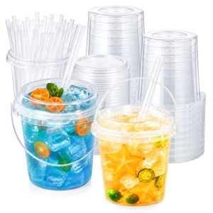 Gobelets personnalisés à emporter de 32 oz pour fruits, grands gobelets en plastique PP, 1000 gobelets pour thé au lait Boba, bière, avec poignée - Product Image 1