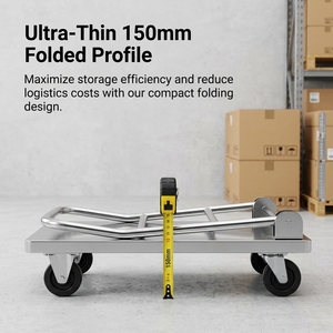 Commercial Kitchen Restaurant Bakery Canteen Heavy Duty Foldable Stainless Steel <b>Platform</b> Cart with Wheels - Product Image 4